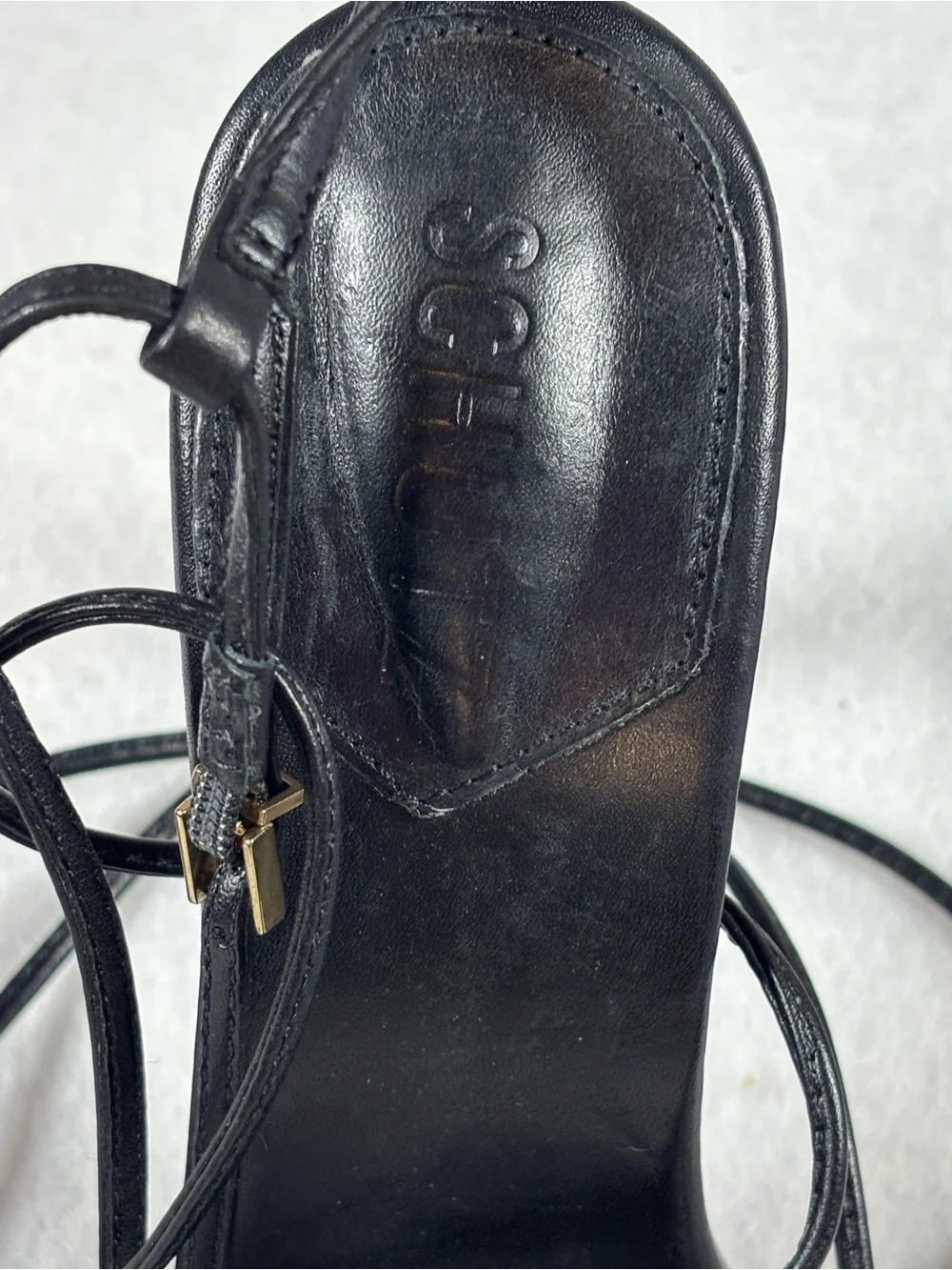 Schutz Black Leather Lace-Up Strappy Stiletto Heels | Size 9.5B | Made in Brazil